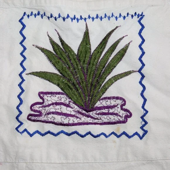 Vintage Handmade Mexican Embroidered Button Up Tunic Shirt Unisex S/M